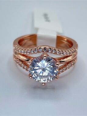 Swarovski Crystal Elements White Crystal Solitaire Statement Ring Sz 10